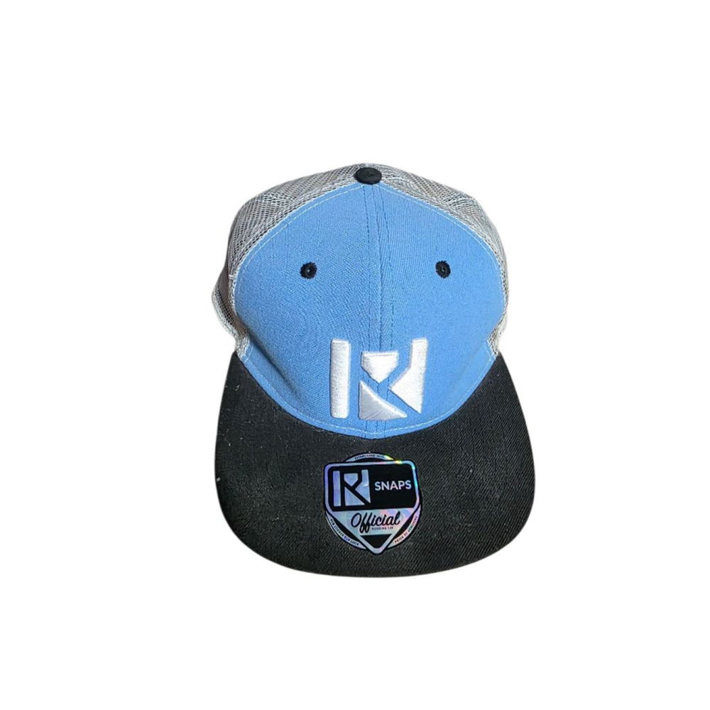 Men's Routine Blue Black Mesh Snapback Trucker Hat One Size